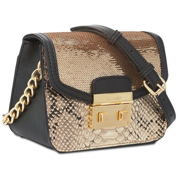 Calvin Klein Ck Sequined Mixed Media Small (Mini) Crossbody NWT - Picture 1 of 6